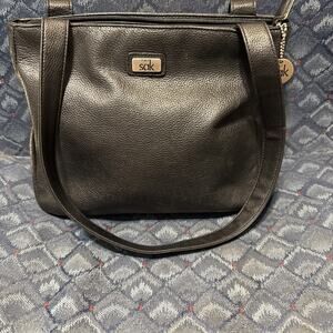 Vintage black Leather Tote Bag From The Sak. Good Condition See Pictures